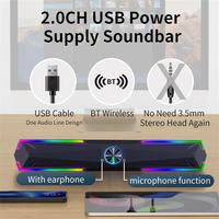 Barre de son sans fil pour PC avec caisson de basses, système audio home cinéma, haut-parleur Bluetooth, barre de son 2.0, câble USB de 2 m, haut-parleurs pour TV et PC
