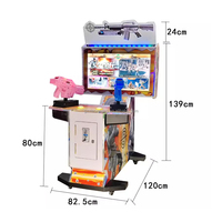 Simulateur de tir d'arcade à pièces à double joueur de 32 pouces Jeux de tir extraterrestre en bois pour enfants 220V Fonction d'amusement