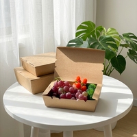 Boîtes à lunch carrées jetables en carton ondulé de qualité alimentaire avec poignée, pliables, étanches et écologiques pour les repas