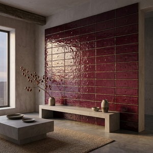Carreaux carrés en céramique artisanaux Wabi Sabi, couleurs personnalisées, 60x240mm, 9mm d'épaisseur, faits à la main, relief surélevé, glaçure craquelée, modernes - Product Image 6