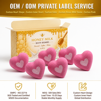 Bombe de bain effervescente artisanale naturelle au miel et à la vanille, 80g, rose, hydratante, botanique, chaude, aromatique, OEM, marque privée