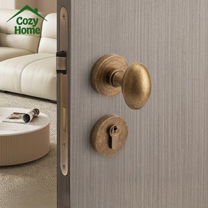Interior Silent Split Lock Double <strong>Door</strong> Lock with Antique Bronze Ball Brass <strong>Knob</strong> <strong>Bedroom</strong> <strong>Door</strong> Handle with Lock Easy Install - Product Image 3