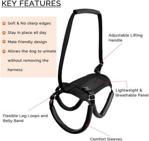 สายรัดพยุงหลังสำหรับสัตว์เลี้ยง,เสื้อช่วยยกสุนัขขาหลังพร้อมพยุงหลังเสื้อกั๊กพยุงหน้าอกมือจับแบบนุ่ม - Product Image 2