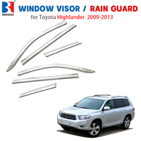 Pare-soleil chromé en ABS pour Toyota Highlander 2009-2013, déflecteur de vent et de pluie, accessoires auto sur mesure