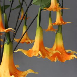 ดอกดาทูรา สเตรโมเนียม คุณภาพสูง 2 หัว ผลิตจากวัสดุ PU สัมผัสเหมือนจริง สีขาวชมพู สำหรับตกแต่งโต๊ะกลางงานแต่งงาน - Product Image 5