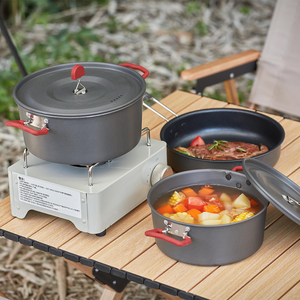 Ensemble de cuisine en aluminium de haute qualité et bon marché, léger, pour le camping en plein air, ensemble de batterie de cuisine de camping en plein air - Product Image 1