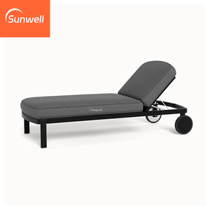 Chaise longue de jardin moderne en teck, résistante aux intempéries et aux UV, pour piscine, en bois massif - Product Image 4