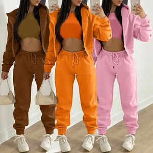 MeiYue Ensemble de 2 pièces avec logo personnalisé Sweat-shirt court à capuche Jogger Pantalon de survêtement Ensemble de survêtements Ensemble de survêtements pour femmes - Product Image 1