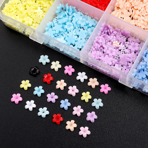 Set de 12 Rejillas de Decoración de Uñas 3D <span class=keywords><strong>con</strong></span> <span class=keywords><strong>Flores</strong></span> de Cinco Pétalos Coloridas, Piedras de Imitación Planas <span class=keywords><strong>con</strong></span> Cuentas de Acero y Resina, Estilo Francés DIY - Product Image 2