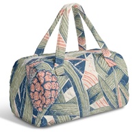 Tas Duffel Perjalanan Bermotif Bunga Hawaii dengan Label Pribadi, Dilengkapi Ritsleting dan Pegangan, untuk Perjalanan Akhir Pekan