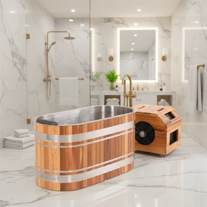 Bañera de Hidromasaje de Agua Fría de Acero Inoxidable 304 con Forma Cuadrada, Unidad Dividida, Control Remoto, Máquina de Hielo, Piscina Industrial - Product Image 1