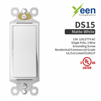 Interrupteurs muraux Yineng DS15 C Light 120V 277V, interrupteur à bascule unipolaire 3 voies 15A, finition mate brillante, personnalisable, certifié PC / CUL, durable
