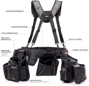 Échantillon gratuit : Sacs de ceinture porte-outils pour hommes et femmes, ensemble de pochettes à outils robustes avec 19 poches, ceinture rembourrée en mousse et passants pour bretelles - Product Image 5