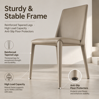 Chaise de salle à manger rembourrée beige crème sans accoudoirs, style contemporain Parsons, avec dossier incurvé et pieds effilés