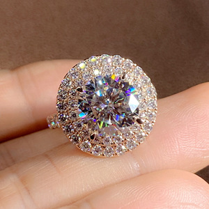 Anillo de Diamantes F856, Corte Brillante Redondo, Diamante Sintético Cultivado en Laboratorio, Anillo de Compromiso Clásico, Joyería para Mujer - Product Image 6