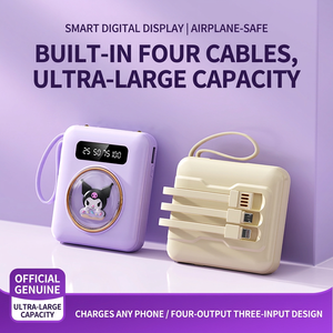 Mini station d'alimentation portable 20000mAh avec câble intégré, design cartoon violet, écran LED, prise en charge de la charge rapide - Product Image 4