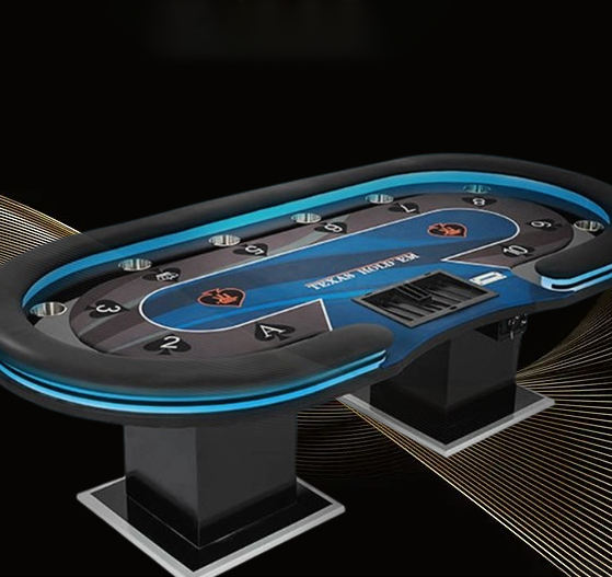 LEDライト付きポーカーテーブル ブラックレッド デスクトップ カスタム