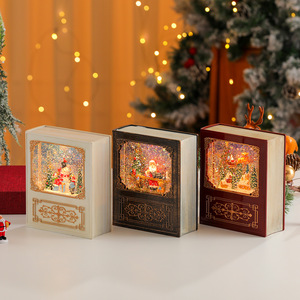 New creative book-shaped water-filled music <b>box</b> crystal ball Christmas desktop ornament <b>small</b> <b>gift</b> decoration - Product Image 2