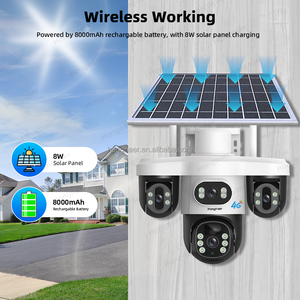 Caméra de surveillance sans fil alimentée par énergie solaire Hongnaer 12MP, caméra IP PTZ <span class=keywords><strong>3</strong></span>, V380 Pro, <span class=keywords><strong>3</strong></span> objectifs, carte SIM 4G, caméra de sécurité solaire - Product Image 5