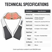 Offre Spéciale : Masseur de Cou Shiatsu à Sensation de Toucher Réel, Thérapie Chauffante, Pétrissage 6D, Contrôle de la Fréquence des Impulsions, Appareil de Massage pour Douleurs Musculaires