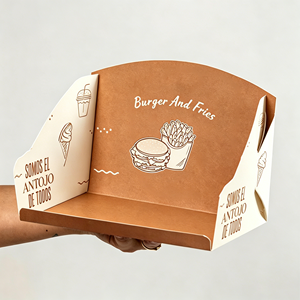 Barquette alimentaire jetable personnalisée en carton, anti-graisse, pour traiteur, avec revêtement pour aliments sucrés, gaufres, boîte à emporter, plateau en carton pour snacks - Product Image 6