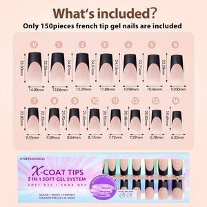 XCOATTIPS Uñas Postizas Largas Cuadradas al por Mayor, Puntas Francesas Negras de Gel Suave, Uñas Adhesivas de Calidad Profesional para Salón - Product Image 6
