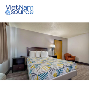 Motel 6 Project OEM ODM Diseño moderno Plataforma de madera dura Cama individual o doble para muebles de dormitorio de hotel Set por Vietnam Source - Product Image 3