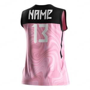 Camiseta Deportiva sin Mangas con Diseño Personalizado, Camiseta de Voleibol Rosa para Niñas, Jersey de Voleibol para Equipos - Product Image 2