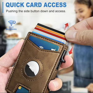 Cartera <span class=keywords><strong>de</strong></span> metal con ventana para identificación y clip para billetes, con bloqueo RFID, cierre magnético, tarjetero <span class=keywords><strong>de</strong></span> PU con ventana emergente, venta al por mayor OEM - Product Image 4