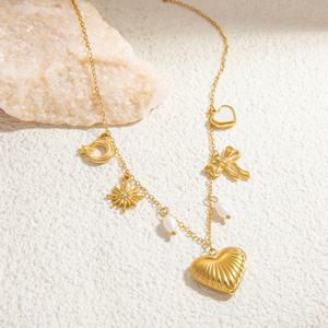 High-End Necklace with Heart Pendant Collarbone <b>Chain</b> <b>Titanium</b> Steel Jewelry Stainless Steel Link <b>Chain</b> - Product Image 3