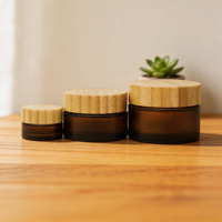 Ensemble de bouteilles et de pots avec couvercle en bambou pour soins de la peau, pour la salle de bain et la table de maquillage, contenants d'emballage cosmétique, pots cosmétiques