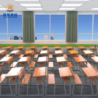 Ensemble de mobilier de classe Jiansheng, pupitre scolaire double en bois avec banc pour l'école