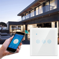 Interruptor de Pared Inteligente WiFi Tuya de 2 Canales para la UE y el Reino Unido, con Sensor Táctil, Panel de Vidrio, Funciona con Alexa y Google Home