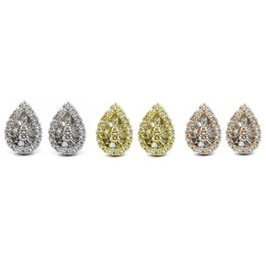 Boucles d'oreilles en or blanc 18 carats massif avec diamants naturels véritables en forme de poire, grappe en halo, sur mesure, cadeau de mariage fabriqué sur mesure - Product Image 4