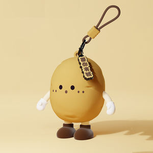 Bolsa de Almacenamiento de Monedas de Silicona con Forma de Dibujos Animados, Regalo Novedoso, Mini Llaveros, Audífonos, Lápiz Labial, Diseño de Vegetales Impreso con UV para Niños - Product Image 5