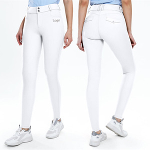Culotte d'équitation blanche en tissu compressé en nylon pour <span class=keywords><strong>femme</strong></span>, avec poignée au genou, <span class=keywords><strong>pantalon</strong></span> d'équitation de compétition avec poche, en stock - Product Image 1