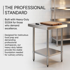 304 Stainless Steel Two Tier Work Bench Food Grade Double Layer Kitchen <b>Worktable</b> with Undershelf Commercial NSF - Product Image 1