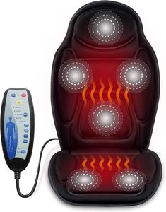 Masseur dorsal vibrant avec chaleur, masseur de siège avec 5 moteurs vibrants et 5 modes, coussin de massage - Product Image 5