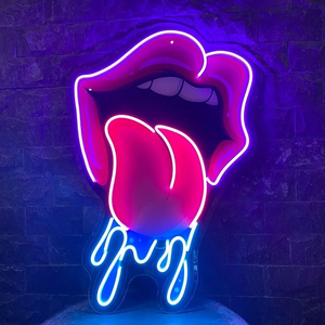 Tùy Chỉnh Hip-Hop Phong Cách Nghệ Thuật Graffiti Acrylic Hình Ảnh Đôi Môi Neon Ánh Sáng Tường Trang Trí Nội Thất LED Neon Dấu Hiệu - Product Image 1