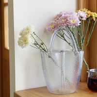 Vase à fleurs en verre cristal transparent, style artistique moderne, forme sac à main, élégant, pour salon, salle à manger, décoration intérieure - Vente chaude
