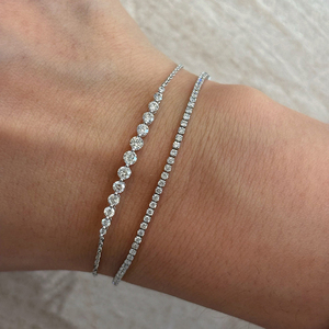 สร้อยข้อมือเทนนิสเพชรแท้เพาะเลี้ยงในห้องปฏิบัติการ Aazuo ทองคำขาว 18K ทรงคลาสสิก ขนาด 17 ซม. ของขวัญสุดหรูสำหรับผู้หญิง สวมใส่ได้ทุกวัน งานแต่งงาน - Product Image 4