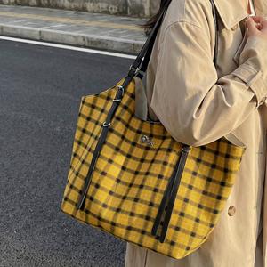 Nouveau sac en toile décontracté grande capacité, sac fourre-tout vintage à carreaux minimaliste, sac à bandoulière polyvalent et tendance - Product Image 4