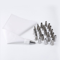 26 pièces accessoires de cuisine en silicone glaçage crème poche à pâtisserie + 24 buses en acier inoxydable ensemble d'embouts de décoration de gâteaux à faire soi-même