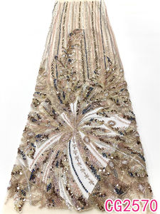 Tissu de dentelle de mariage de luxe français, <span class=keywords><strong>méga</strong></span>-excellent, multicolore, avec sequins, filet, tulle, écologique, pour vêtements, avec motif animal - Product Image 6
