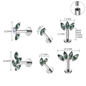 G23 टाइटेनियम मोज़स एगेट कान स्टड 16 ग्राम बालवाड हेलिक्स कार्टिलेज ट्रेगस फैशन कान स्टड लैबल - Product Image 2
