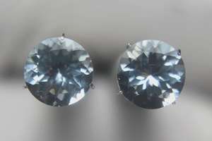 Par de piedras preciosas de Aguamarina azul natural, piedras redondas de corte brillante de 8mm para la fabricación de joyas - Product Image 2