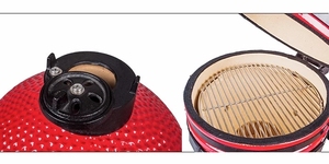 AUPLEX - Parrillas Kamado Rojas de 15 Pulgadas para Barbacoa, Ahumador de Jardín para Acampar, Barbacoa <span class=keywords><strong>Familiar</strong></span>, Asadores de Carbón - Product Image 3