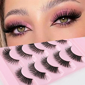 En gros, Faux cils auto-adhésifs pré-collés réutilisables, doux 3D en éventail, ensemble de cils en grappe, lot combiné - Product Image 1