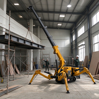 Mini-grue araignée sur chenilles télécommandée, très vendue, avec étriers de 5200 mm de largeur pour projets de rénovation de bâtiments en allées étroites