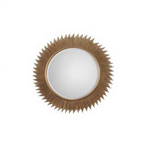 Espejo de Baño Redondo de Lujo Nórdico, Metálico, de 46 Pulgadas, 4.0 mm de Grosor, Color Dorado Sunburst, para Montar en la Pared, para Sala de Estar - Product Image 3